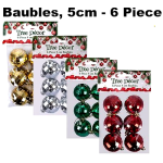 Christmas Tree Décor Mirror Balls 6pc, 5cm
